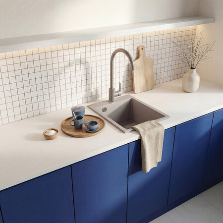 Chichi - chiuvetă cu 1 cuvă fără uscător, Gri - fotografie 3