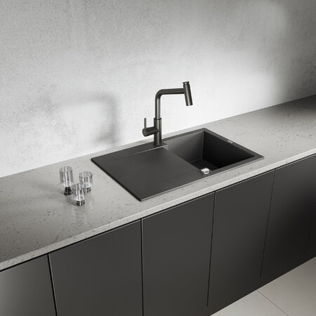 Chichi - granite sink - 1 bowl with a drainer, Black - photo 1