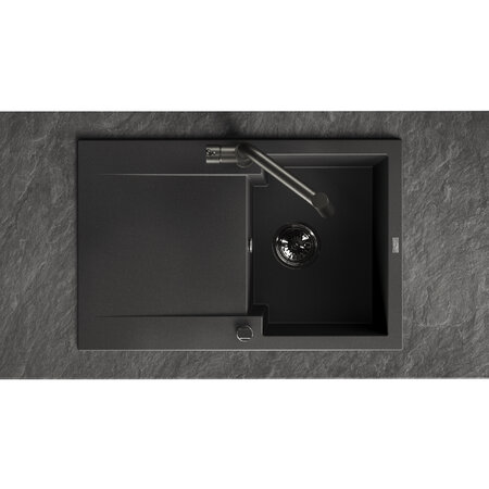 Chichi - granite sink - 1 bowl with a drainer, Black - photo 3