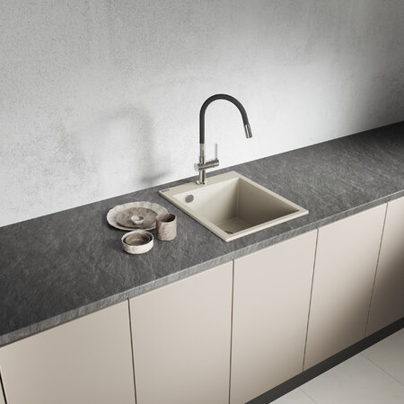 Chichi - Гранитная кухонная мойка 1 раковина, бежевый - фото 3