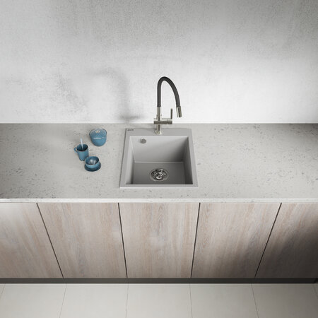 Chichi - Гранитная кухонная мойка 1 раковина, серый - фото 2