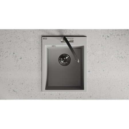 Chichi - Гранитная кухонная мойка 1 раковина, серый - фото 3