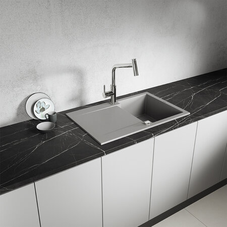 Chichi - granite sink - 1 bowl with a drainer, Grey - photo 1