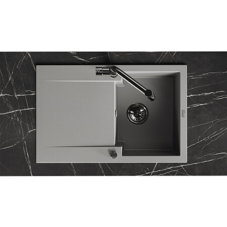 Chichi - granite sink - 1 bowl with a drainer, Grey - photo 2