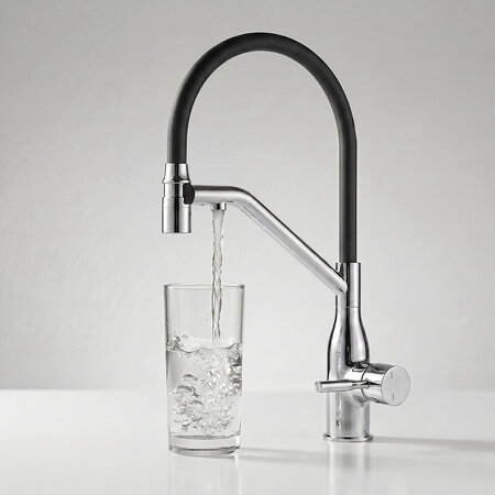 Colina 2.0 - Upright sink mixer with U-shaped spout and water filtration system, chrome/black, Chrome/black - photo 2