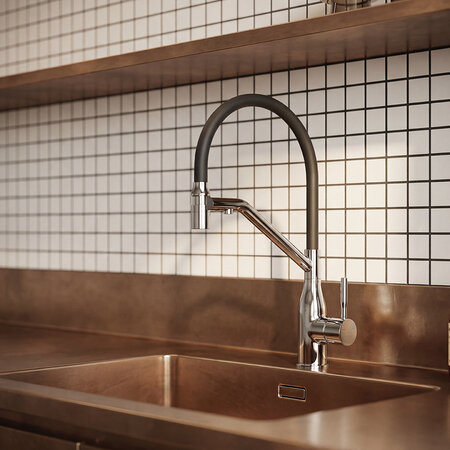 Colina 2.0 - Upright sink mixer with U-shaped spout and water filtration system, chrome/black, Chrome/black - photo 3