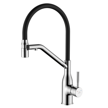 Colina 2.0 - Upright sink mixer with U-shaped spout and water filtration system, chrome/black, Chrome/black - photo 1