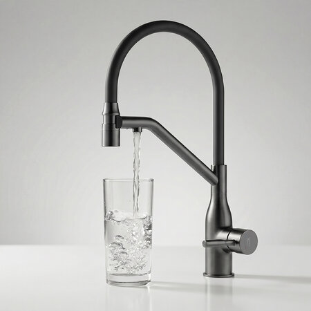 Colina 2.0 - upright sink mixer with U-shaped spout and water softening system, graphite, Graphite - photo 3
