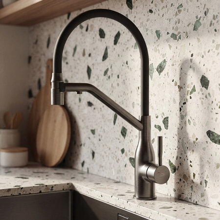 Colina 2.0 - upright sink mixer with U-shaped spout and water softening system, graphite, Graphite - photo 1