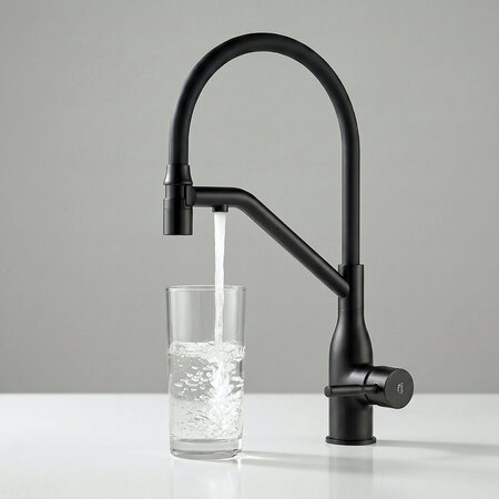 Colina 2.0 - kitchen mixer with U-shaped spout and mineralizing filter, black, Black - photo 3
