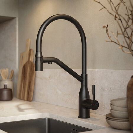 Colina 2.0 - kitchen mixer with U-shaped spout and mineralizing filter, black, Black - photo 1