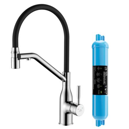 Colina 2.0 - Upright sink mixer with U-shaped spout and water filtration system, chrome/black, Chrome/black - photo 2
