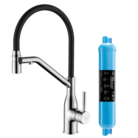 Colina 2.0 - upright sink mixer with U-shaped spout and water softening system, chrome/black, Chrome/black - photo 2