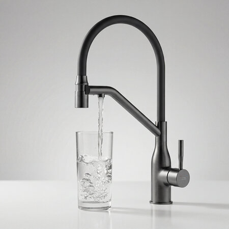 Colina Eco - bateria zlewozmywakowa stojąca z wylewką U z filtrem mineralizującym, grafit, Grafit - zdjęcie 3
