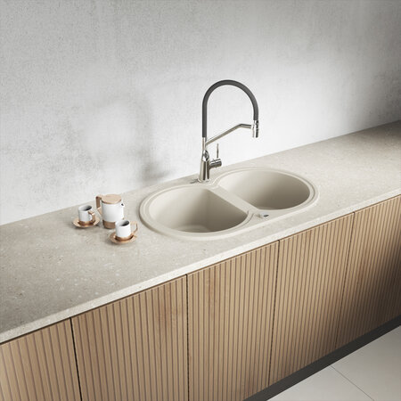 Dafne - zlewozmywak 2-komorowy, Beż - zdjęcie 1