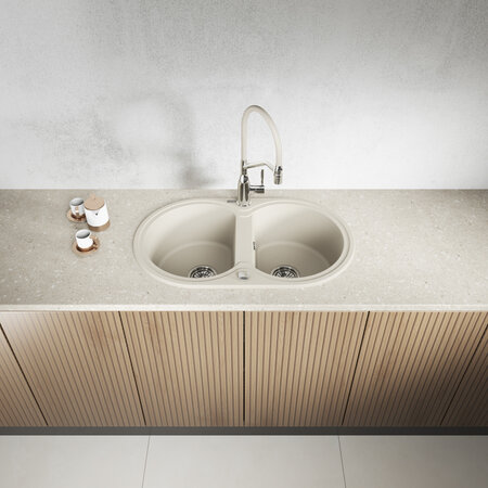 Dafne - zlewozmywak 2-komorowy, Beż - zdjęcie 2