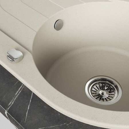 Dafne - Granitspüle 1 Becken mit Abtropffläche, Beige - Foto 4