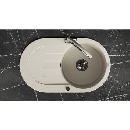 Dafne - Granitspüle 1 Becken mit Abtropffläche, Beige - Foto 3