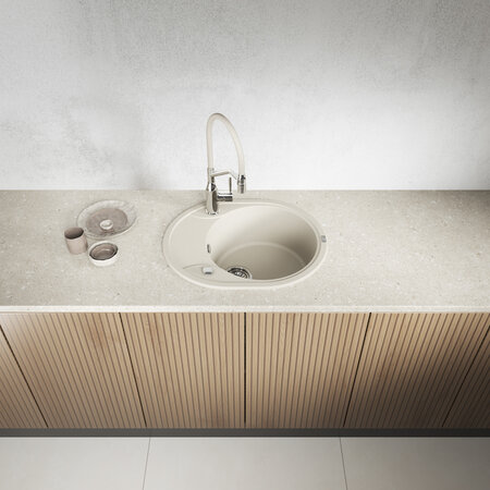 Dafne - zlewozmywak 1-komorowy z półociekaczem, Beż - zdjęcie 2