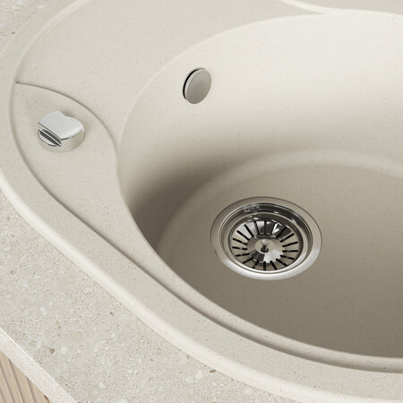 Dafne - zlewozmywak 1-komorowy z półociekaczem, Beż - zdjęcie 4