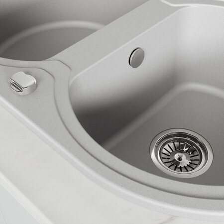 Dafne - granite sink - 2 bowls, Grey - photo 4