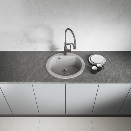 Dafne -  poligran granite sink - 1 bowl, Grey - photo 2