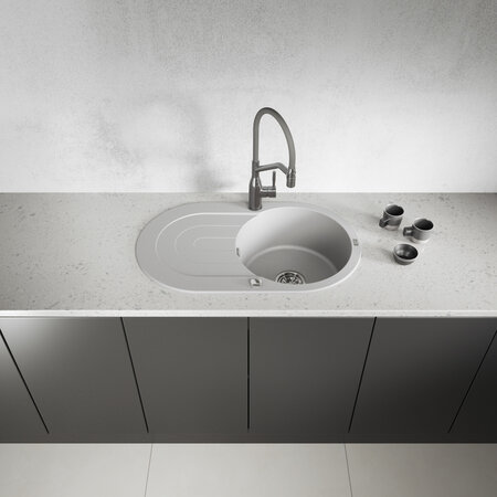 Dafne - Granite sink - 1 bowl with a drainer, Grey - photo 2