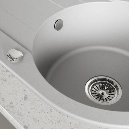 Dafne - Granite sink - 1 bowl with a drainer, Grey - photo 4