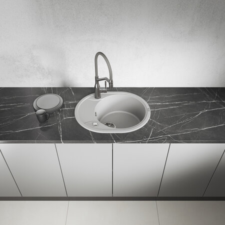 Dafne - granite sink - 1 bowl with a half drainer, Grey - photo 2