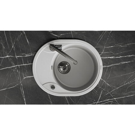 Dafne - granite sink - 1 bowl with a half drainer, Grey - photo 3