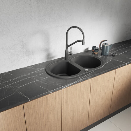 Dafne - zlewozmywak 2-komorowy, Czarne - zdjęcie 1