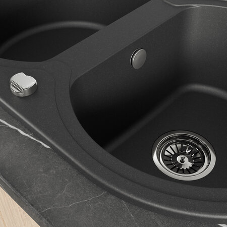 Dafne - zlewozmywak 2-komorowy, Czarne - zdjęcie 4