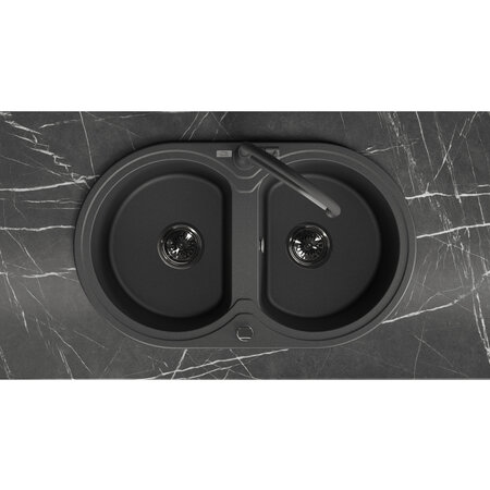 Dafne - zlewozmywak 2-komorowy, Czarne - zdjęcie 3