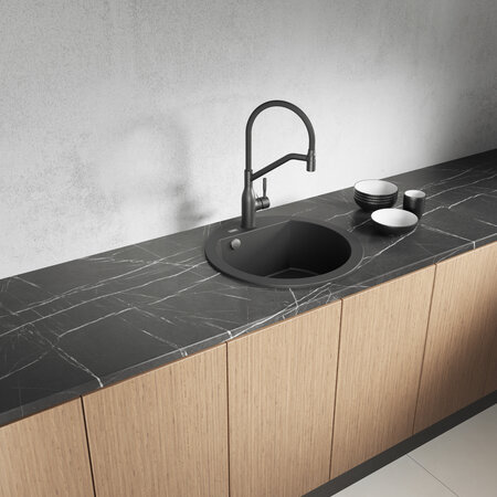 Dafne - granite sink - 1 bowl, Black - photo 1
