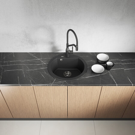 Dafne - granite sink - 1 bowl, Black - photo 2