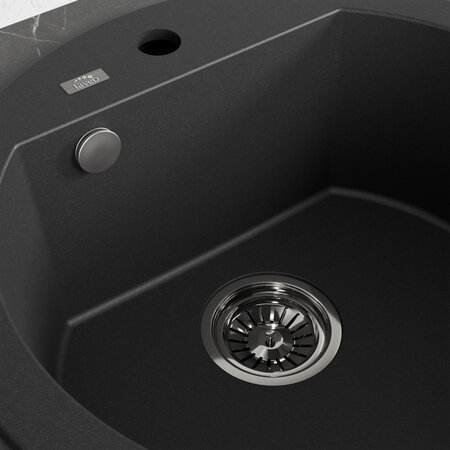 Dafne - granite sink - 1 bowl, Black - photo 4