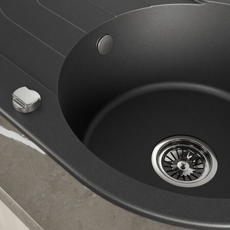 Dafne - chiuvetă cu 1 cuvă cu uscător, Negru - fotografie 4