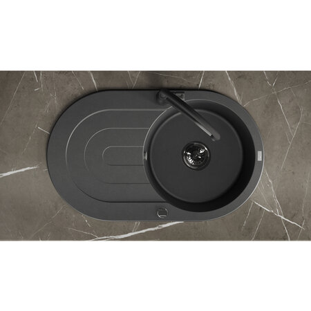 Dafne - chiuvetă cu 1 cuvă cu uscător, Negru - fotografie 3