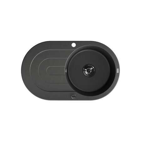 Dafne - chiuvetă cu 1 cuvă cu uscător, Negru - fotografie 1