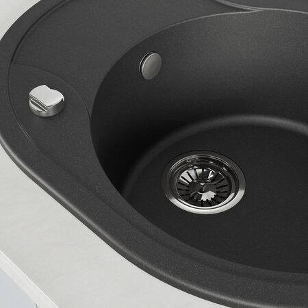 Dafne - zlewozmywak 1-komorowy z półociekaczem, Czarne - zdjęcie 4