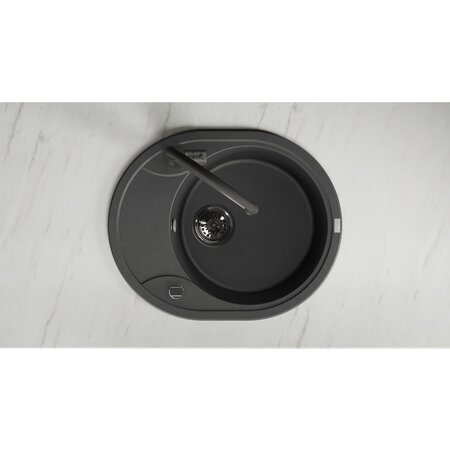 Dafne - zlewozmywak 1-komorowy z półociekaczem, Czarne - zdjęcie 3