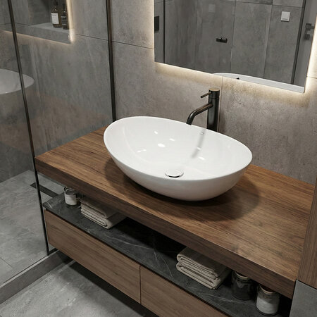 Desna - ceramic countertop washbasin, White - photo 2