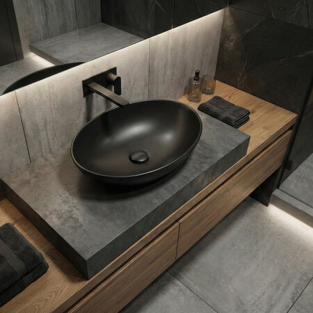 Desna - керамический умывальник на столешницу, чёрный - фото 2