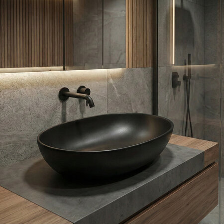 Desna - керамический умывальник на столешницу, чёрный - фото 1