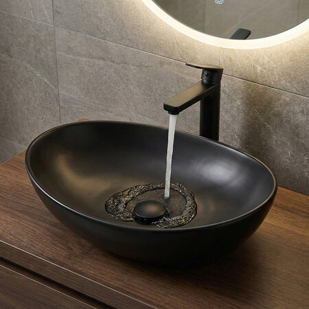Desna - керамический умывальник на столешницу, чёрный - фото 3