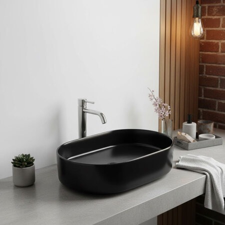 Desna - керамический умывальник на столешницу, чёрный - фото 1