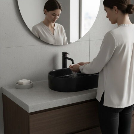 Desna - керамический умывальник на столешницу, чёрный - фото 2