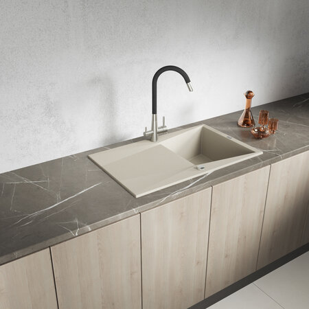 Grenada - zlewozmywak 1-komorowy z ociekaczem, Beż - zdjęcie 1