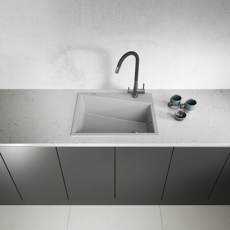 Grenada - Granitspüle 1 Becken, Grau - Foto 1