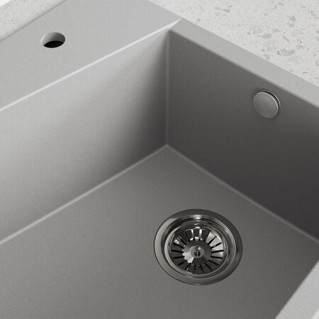 Grenada - Granitspüle 1 Becken, Grau - Foto 4